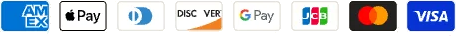 Amex, Apple Pay, Diners, Discover, Google Pay, JCB, Mastercard, Visa